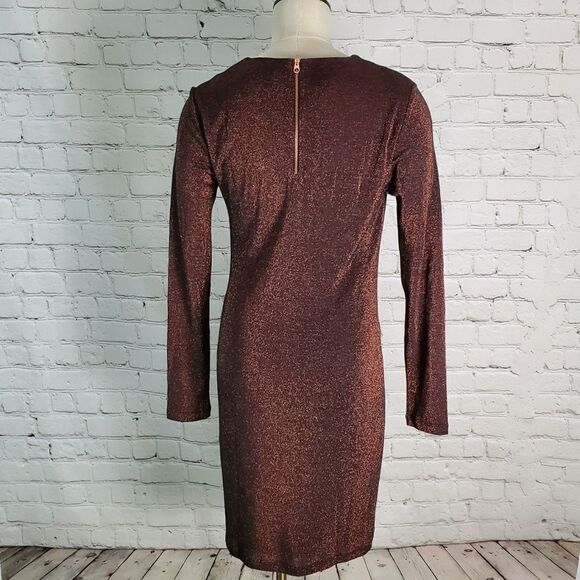 Ted Baker Front Twist Lizzey Dress Copper Metallic - Picture 2 of 8